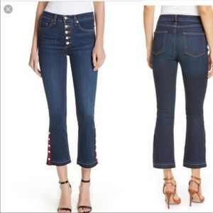 Veronica Beard Raw Hem High Waist Button Crop